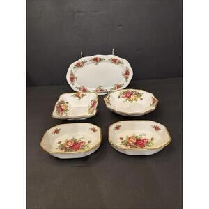 (5) NEW Royal Albert Old Country Roses Sweet Meat Dishes Oval & Square